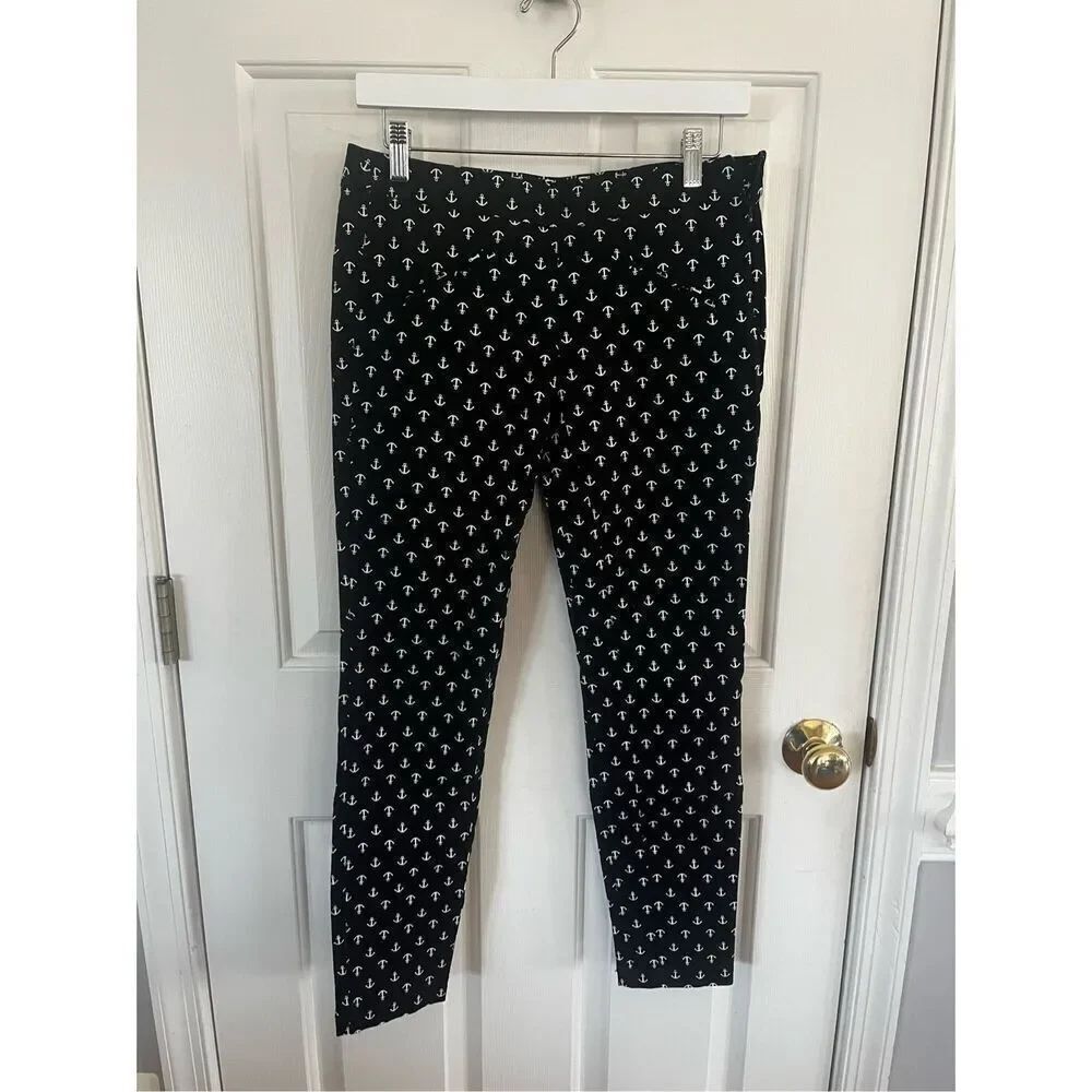 GAP Super Skinny Black Anchor Motif Nautical Chino Pants sz 4 EUC
